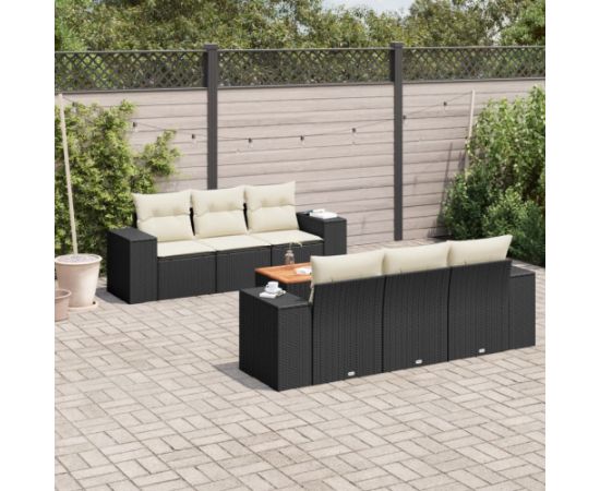 vidaXL 7-cz. zestaw wypoczynkowy do ogrodu, z poduszkami, czarny Dārza mēbeļu komplekti