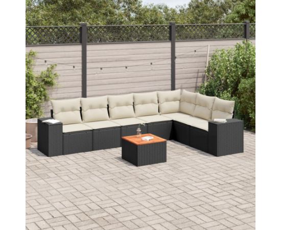 vidaXL 8-cz. zestaw wypoczynkowy do ogrodu, z poduszkami, czarny Dārza mēbeļu komplekti