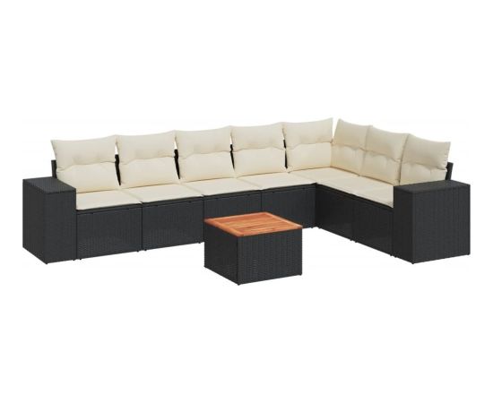 vidaXL 8-cz. zestaw wypoczynkowy do ogrodu, z poduszkami, czarny Dārza mēbeļu komplekti