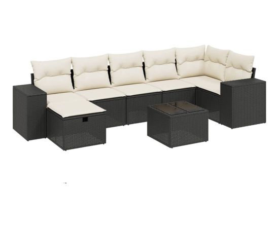 vidaXL 8-cz. zestaw wypoczynkowy do ogrodu, z poduszkami, czarny Dārza mēbeļu komplekti