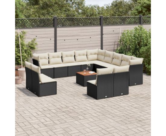 vidaXL 14-cz. zestaw wypoczynkowy do ogrodu, poduszki czarny rattan PE Dārza mēbeļu komplekti