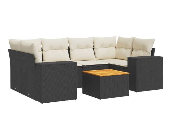 vidaXL 7-cz. zestaw wypoczynkowy do ogrodu, z poduszkami, czarny Dārza mēbeļu komplekti