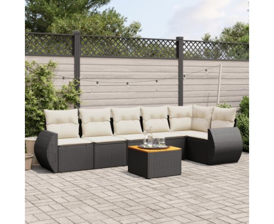 vidaXL 7-cz. zestaw wypoczynkowy do ogrodu, z poduszkami, czarny Dārza mēbeļu komplekti