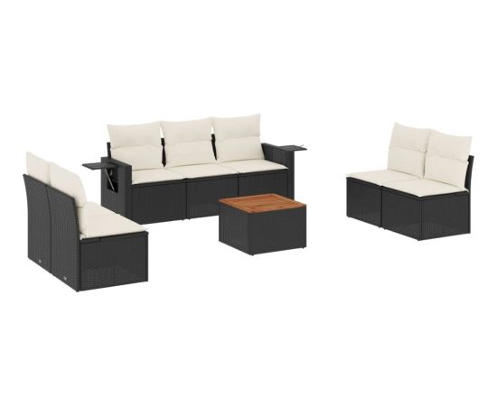 vidaXL 8-cz. zestaw wypoczynkowy do ogrodu, z poduszkami, czarny Dārza mēbeļu komplekti