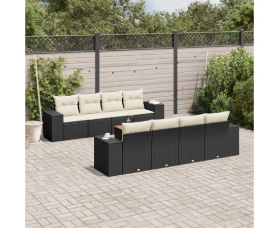 vidaXL 9-cz. zestaw wypoczynkowy do ogrodu, z poduszkami, czarny Dārza mēbeļu komplekti