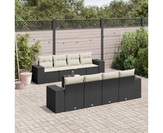 vidaXL 9-cz. zestaw wypoczynkowy do ogrodu, z poduszkami, czarny Dārza mēbeļu komplekti