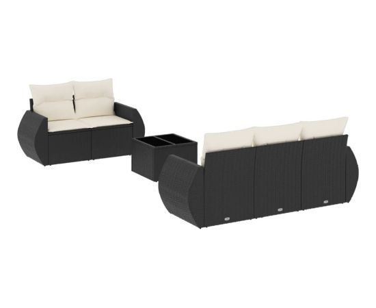 vidaXL 6-cz. zestaw mebli ogrodowych z poduszkami, czarny polirattan Dārza mēbeļu komplekti