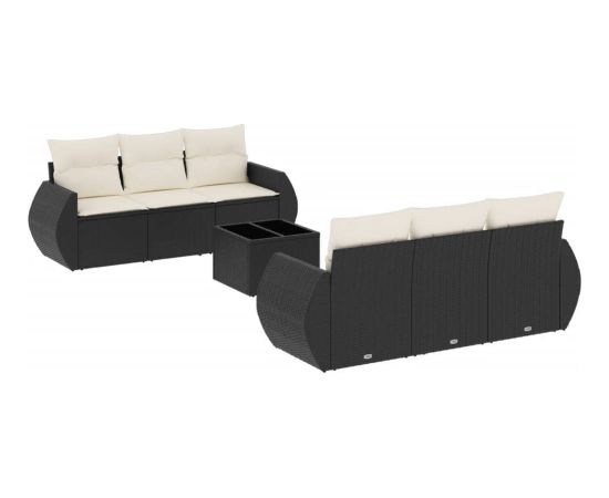 vidaXL 7-cz. zestaw wypoczynkowy do ogrodu, z poduszkami, czarny Dārza mēbeļu komplekti