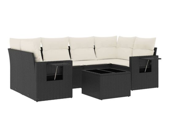 vidaXL 7-cz. zestaw wypoczynkowy do ogrodu, z poduszkami, czarny Dārza mēbeļu komplekti