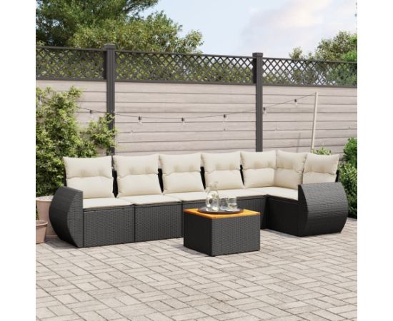 vidaXL 7-cz. zestaw wypoczynkowy do ogrodu, z poduszkami, czarny Dārza mēbeļu komplekti