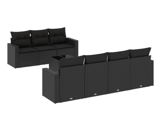vidaXL 8-cz. zestaw wypoczynkowy do ogrodu, z poduszkami, czarny Dārza mēbeļu komplekti