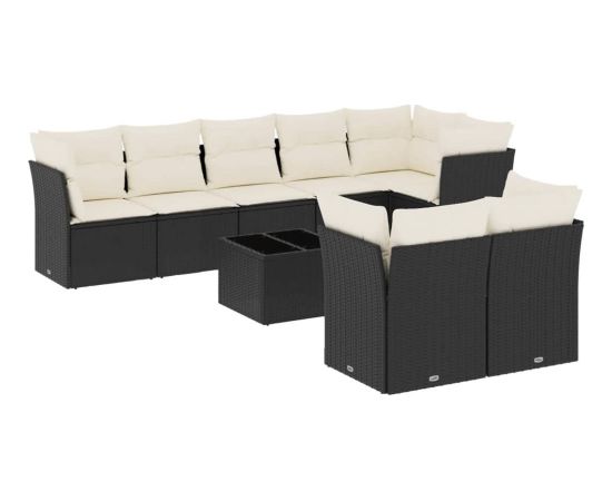 vidaXL 9-cz. zestaw wypoczynkowy do ogrodu, z poduszkami, czarny Dārza mēbeļu komplekti