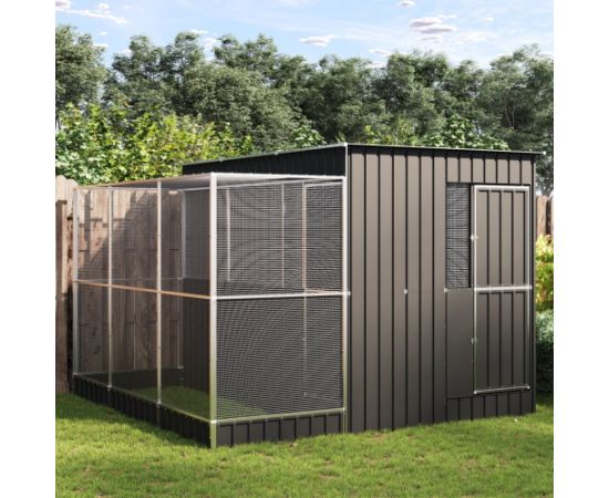 vidaXL Woliera z przedłużeniem, srebrna, 290x303x216 cm, stalowa Putniem 