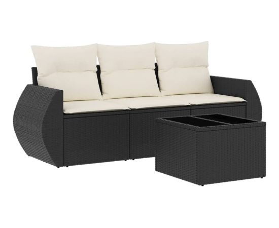 vidaXL vidaXL 4-cz. zestaw wypoczynkowy do ogrodu, poduszki, czarny rattan PE Dārza mēbeļu komplekti