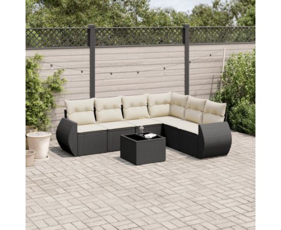 vidaXL vidaXL 7-cz. zestaw wypoczynkowy do ogrodu, z poduszkami, czarny Dārza mēbeļu komplekti