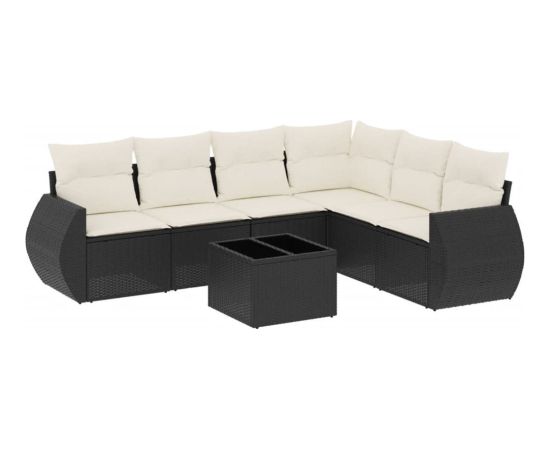 vidaXL vidaXL 7-cz. zestaw wypoczynkowy do ogrodu, z poduszkami, czarny Dārza mēbeļu komplekti