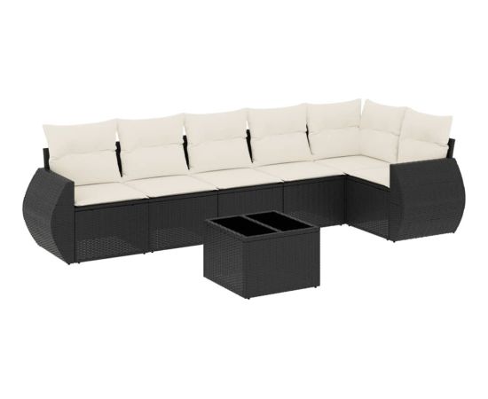 vidaXL vidaXL 7-cz. zestaw wypoczynkowy do ogrodu, z poduszkami, czarny Dārza mēbeļu komplekti