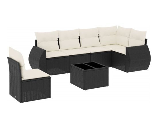 vidaXL vidaXL 7-cz. zestaw wypoczynkowy do ogrodu, z poduszkami, czarny Dārza mēbeļu komplekti