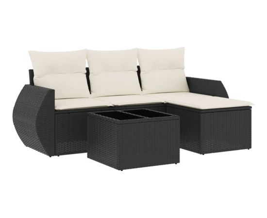 vidaXL vidaXL 5-cz. zestaw wypoczynkowy do ogrodu, poduszki, czarny rattan PE Dārza mēbeļu komplekti