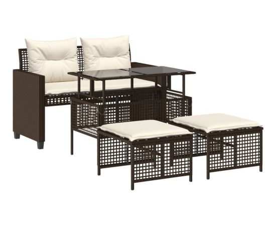 vidaXL vidaXL 4-cz. zestaw wypoczynkowy do ogrodu, z poduszkami, brązowy Dārza mēbeļu komplekti