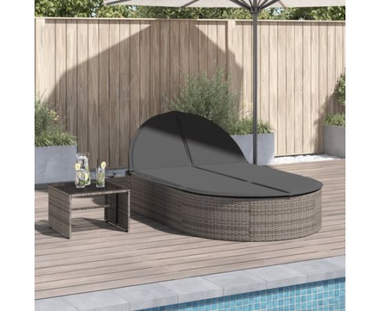 vidaXL vidaXL Podwójna leżanka z poduszkami, szara, polirattan Шезлонги и пляжные стулья