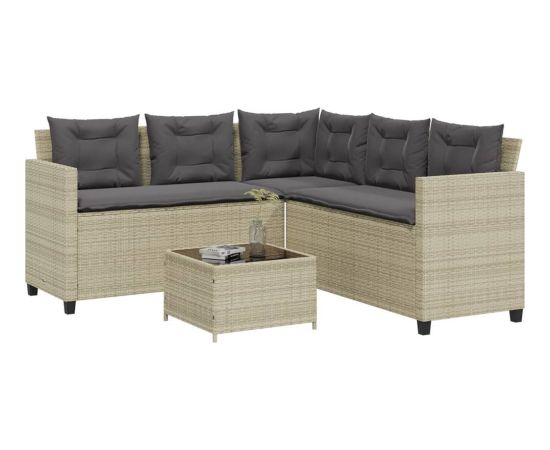 vidaXL vidaXL Narożnik ogrodowy z poduszkami i stolikiem, rattan PE, szary Dārza mēbeļu komplekti