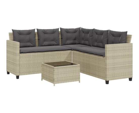 vidaXL vidaXL Narożnik ogrodowy z poduszkami i stolikiem, rattan PE, szary Dārza mēbeļu komplekti