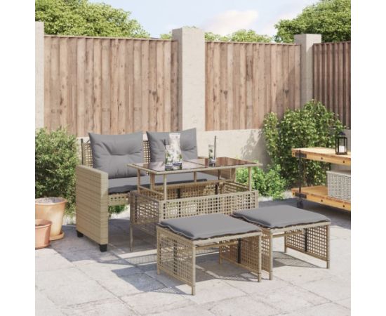 vidaXL vidaXL 4-cz. zestaw wypoczynkowy do ogrodu, z poduszkami, beżowy Dārza mēbeļu komplekti