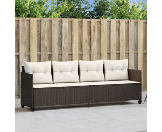 vidaXL Leżanka z poduszkami, brązowa, polirattan Шезлонги и пляжные стулья