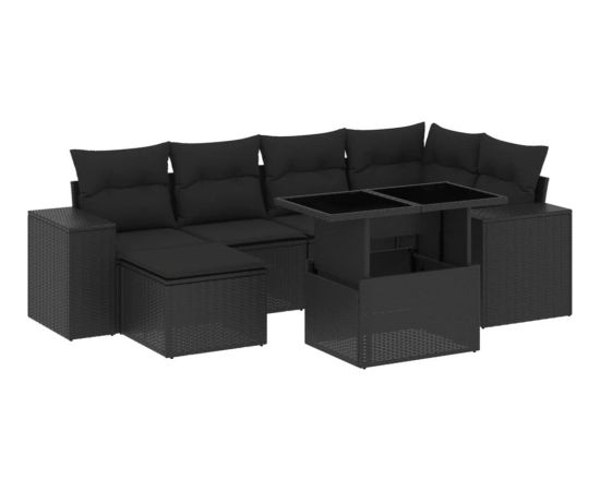 vidaXL vidaXL 7-cz. zestaw wypoczynkowy do ogrodu, z poduszkami, czarny Dārza mēbeļu komplekti