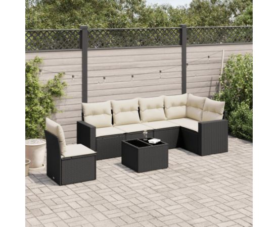 vidaXL vidaXL 7-cz. zestaw wypoczynkowy do ogrodu, z poduszkami, czarny Dārza mēbeļu komplekti