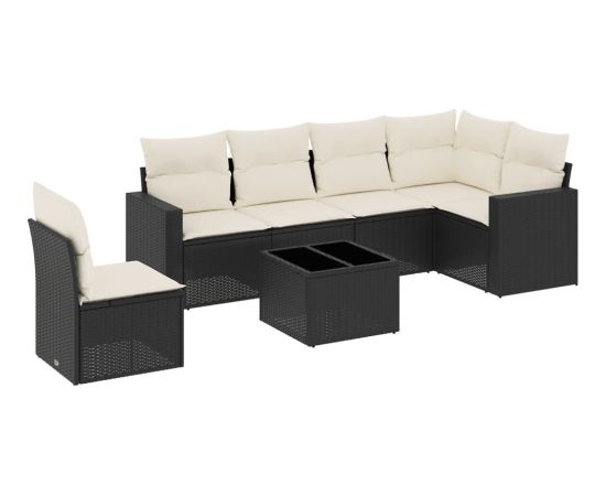 vidaXL vidaXL 7-cz. zestaw wypoczynkowy do ogrodu, z poduszkami, czarny Dārza mēbeļu komplekti