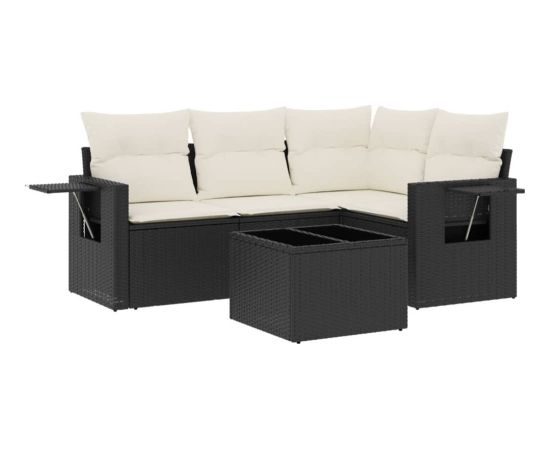 vidaXL vidaXL 5-cz. zestaw wypoczynkowy do ogrodu, poduszki, czarny rattan PE Dārza mēbeļu komplekti