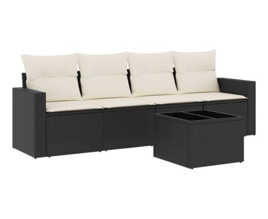 vidaXL vidaXL 5-cz. zestaw wypoczynkowy do ogrodu, poduszki, czarny rattan PE Dārza mēbeļu komplekti