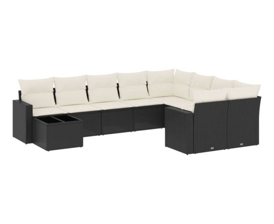 vidaXL vidaXL 10-cz. zestaw wypoczynkowy do ogrodu, poduszki czarny rattan PE Dārza mēbeļu komplekti