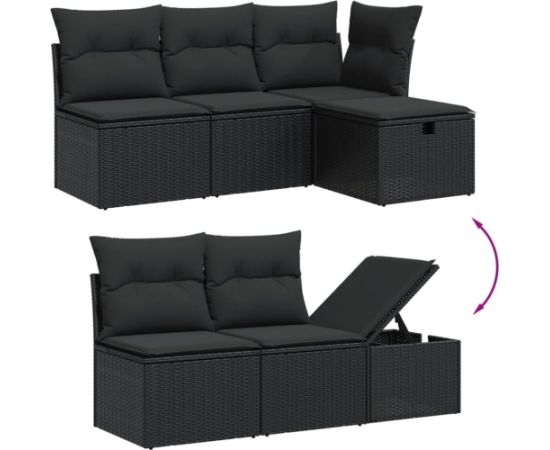 vidaXL vidaXL 7-cz. zestaw wypoczynkowy do ogrodu, z poduszkami, czarny Dārza mēbeļu komplekti