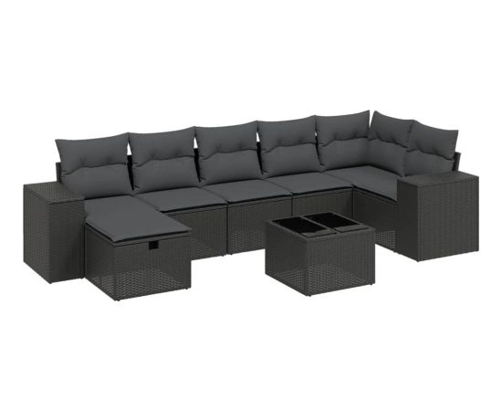 vidaXL vidaXL 8-cz. zestaw wypoczynkowy do ogrodu, z poduszkami, czarny Dārza mēbeļu komplekti