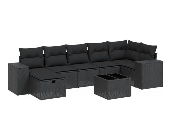 vidaXL vidaXL 8-cz. zestaw wypoczynkowy do ogrodu, z poduszkami, czarny Dārza mēbeļu komplekti