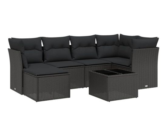 vidaXL vidaXL 7-cz. zestaw wypoczynkowy do ogrodu, z poduszkami, czarny Dārza mēbeļu komplekti