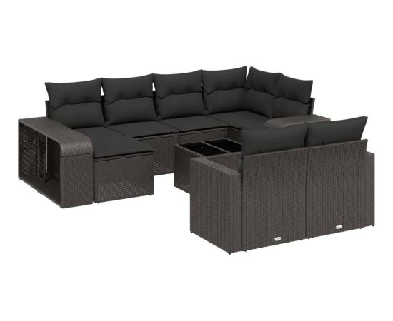 vidaXL vidaXL 11-cz. zestaw wypoczynkowy do ogrodu, poduszki czarny rattan PE Dārza mēbeļu komplekti