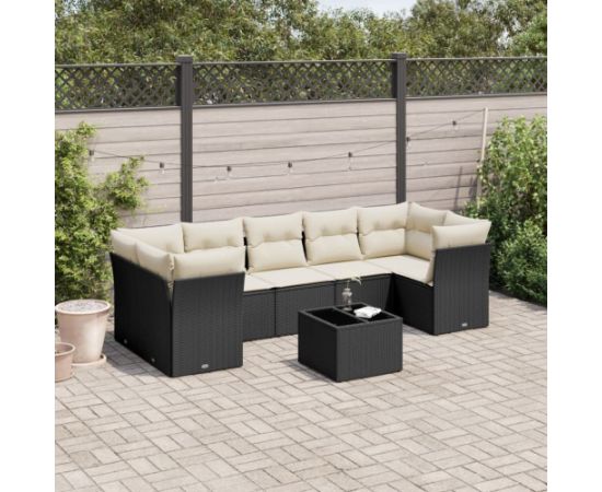 vidaXL vidaXL 8-cz. zestaw wypoczynkowy do ogrodu, z poduszkami, czarny Dārza mēbeļu komplekti