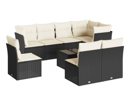 vidaXL vidaXL 9-cz. zestaw wypoczynkowy do ogrodu, z poduszkami, czarny Dārza mēbeļu komplekti