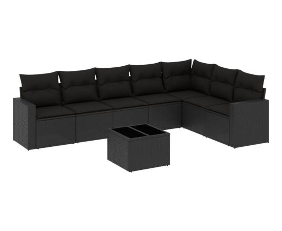 vidaXL vidaXL 8-cz. zestaw wypoczynkowy do ogrodu, z poduszkami, czarny Dārza mēbeļu komplekti