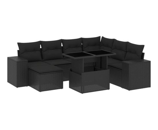 vidaXL vidaXL 8-cz. zestaw wypoczynkowy do ogrodu, z poduszkami, czarny Dārza mēbeļu komplekti