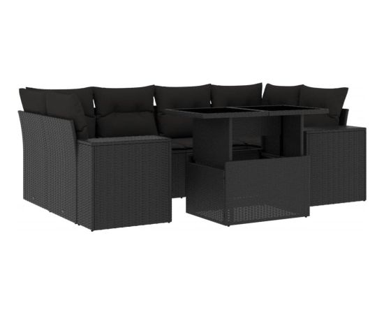 vidaXL vidaXL 7-cz. zestaw wypoczynkowy do ogrodu, z poduszkami, czarny Dārza mēbeļu komplekti