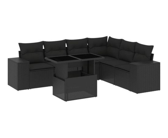 vidaXL vidaXL 7-cz. zestaw wypoczynkowy do ogrodu, z poduszkami, czarny Dārza mēbeļu komplekti