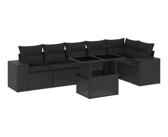 vidaXL vidaXL 7-cz. zestaw wypoczynkowy do ogrodu, z poduszkami, czarny Dārza mēbeļu komplekti