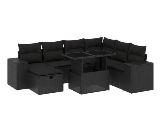 vidaXL vidaXL 8-cz. zestaw wypoczynkowy do ogrodu, z poduszkami, czarny Dārza mēbeļu komplekti