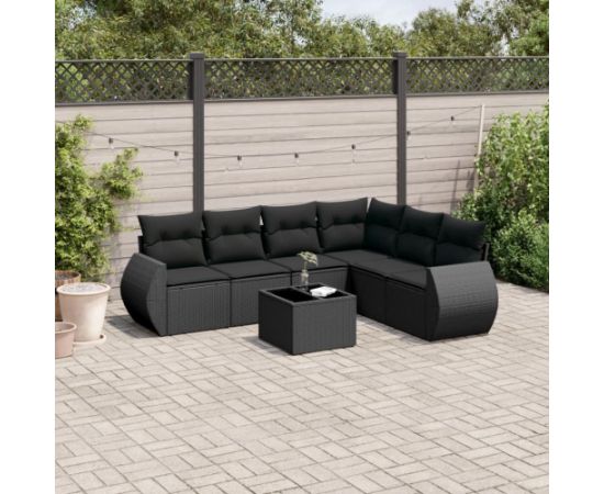 vidaXL vidaXL 7-cz. zestaw wypoczynkowy do ogrodu, z poduszkami, czarny Dārza mēbeļu komplekti