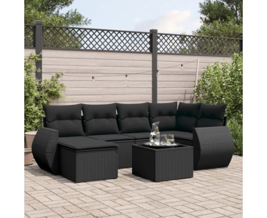 vidaXL vidaXL 7-cz. zestaw wypoczynkowy do ogrodu, z poduszkami, czarny Dārza mēbeļu komplekti